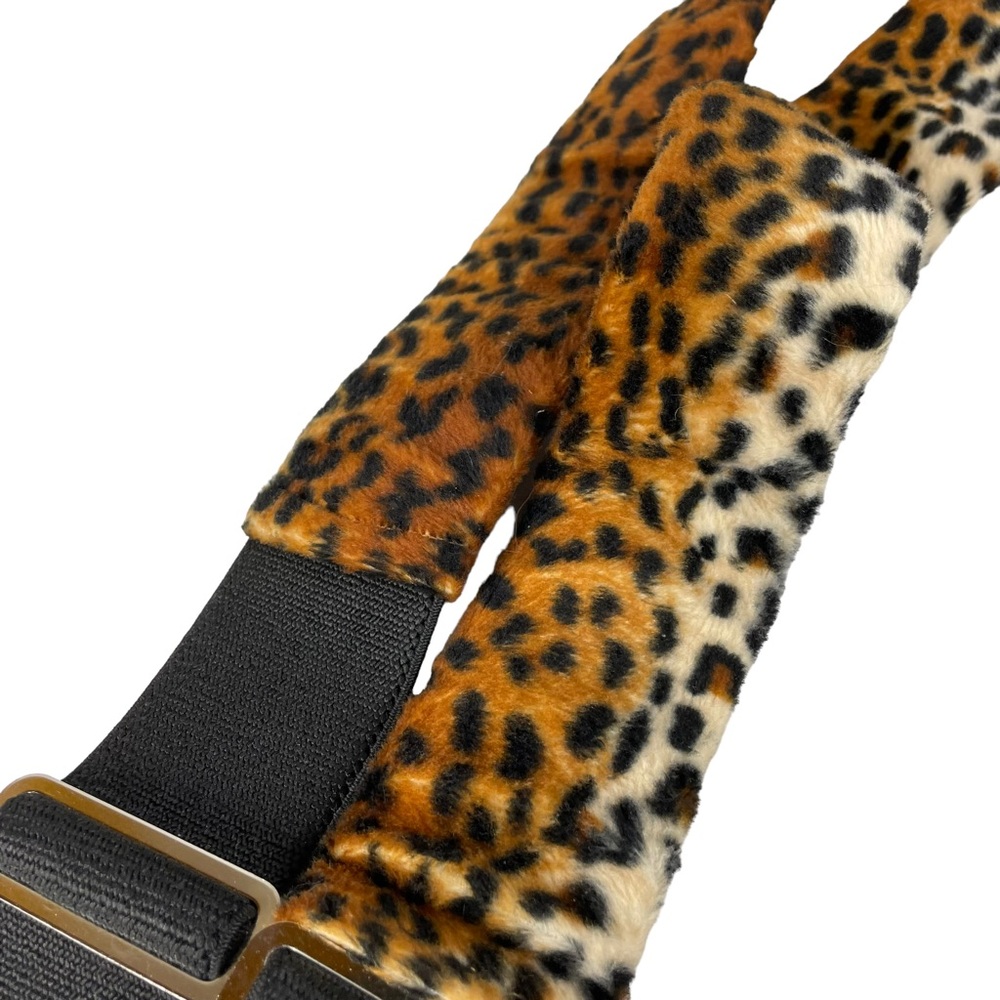 Handmade Cheetah Print Suspenders Alligator Clip 2x2 Faux Fur Halloween Costume - Picture 2 of 16